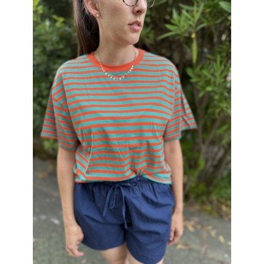 T-SHIRT MARIE VERT ET ORANGE