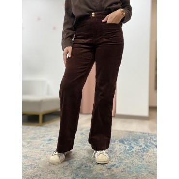 PANTALON VELOURS ELENETTE MOKA
